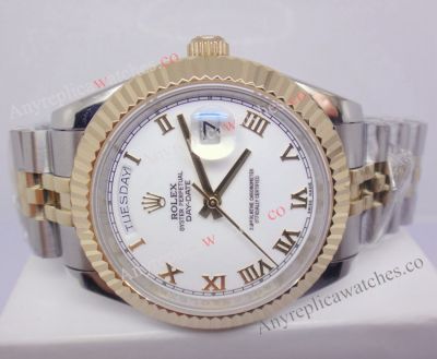 Replica Rolex Day-date II Watch 2-Tone Jubilee White Dial